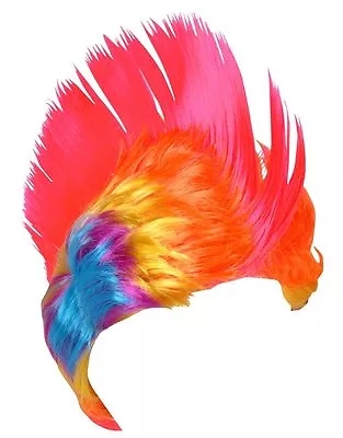 $10.19 • Buy Rhode Island Unisex Novelty Rainbow & Pink Mohawk Disco Costume Wig.