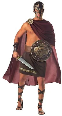 Spartan Warrior Adult Mens Costume Greek Roman Burgundy Cape Halloween • $62.99
