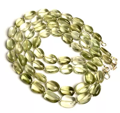 Natural Gem Prasiolite 11 To 14 Mm Size Smooth Nugget Beads Necklace 18  • $17.60