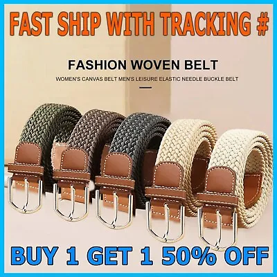 Elastic Fabric Braided BeltEnduring Stretch Woven Belt For Unisex Men/Women/Jun • $6.95
