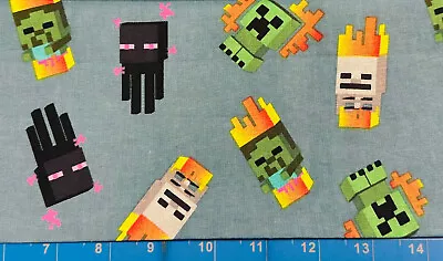 Tina Scrap 9”x21” Gamer Video Game MineCraft Creeper Flame Boy Cotton Fabric • $2.99