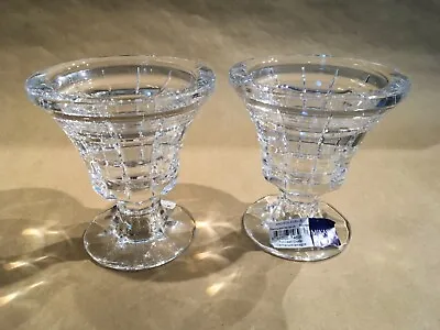 Pair Of Mikasa Crystal Candle Holders Pillar Votive Madison Avenue Unused Lead • $17.50