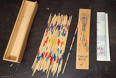 Vintage MIKADO Wood Pick Up Sticks With Wooden Box & Instructions Game    (wr8) • $4.15