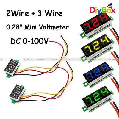 0.28  Mini LED DC 0-100V Voltmeter Digital Display Gauge Voltage Meter Detector • $1.28