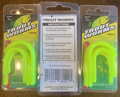 3 Packs Trout Magnet Trout Worms Chartreuse • $9.99