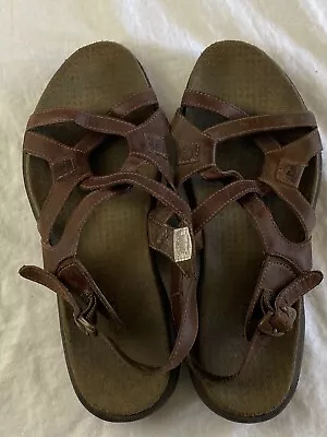 MERRELL Agave Brown Leather Sandals Womens Size 7 Strappy Outdoor Activewear • $15