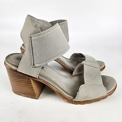 Sorel Womens Nadia Size: 7 Dove Gray Leather Heeled Sandals NL3238-081 Shoe • $24.99