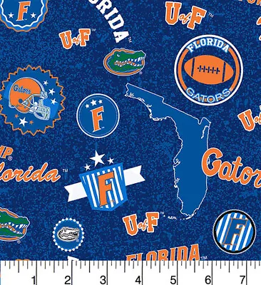 Florida Gators Cotton Fabric With Home State Design-Sold By The Yard-Sykel • $17.99
