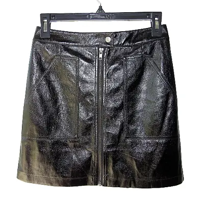 Mink Pink Size XS Black Faux Leather Full Zip Mini Skirt • $26.59