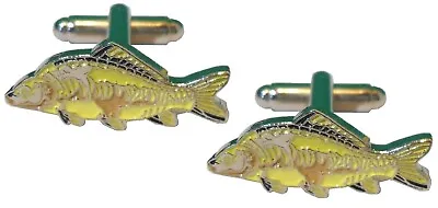 Stunning Mirror Carp Freshwater Fish Fishing Angling Metal Enamel Cufflinks NEW  • £5.99