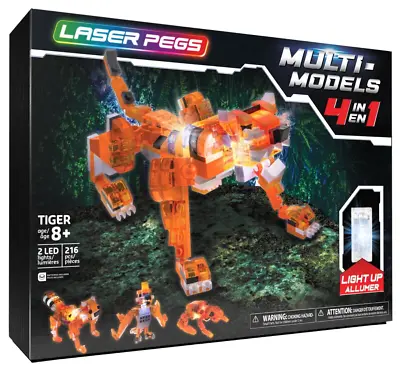 Laser Pegs Tiger 2 LED Lights & 216 Pieces Ages 8+ 4 In 1 - New & Sealed • $27.09