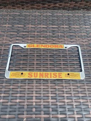 Vintage SUNRISE Chevrolet License Plate Frame GLENDORA Dealership Camaro Nova • $120