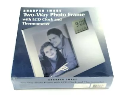 SHARPER IMAGE Silver Photo Frame 4x6 Two-way With LCD Clock & Thermometer New • $17