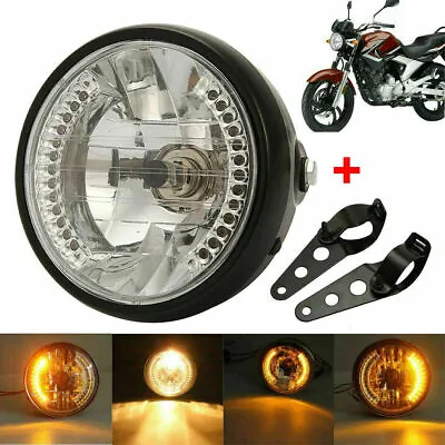 7  Universal Motorcycle/Bike Headlight LED Turn Signal Light Black Bracket Mount • $20.99