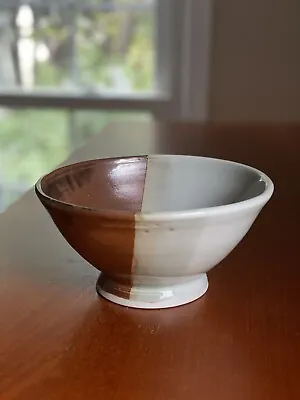 Vintage Handmade Studio Art  Pottery Ceramic Bowl Brown Stamped GH • $14.99