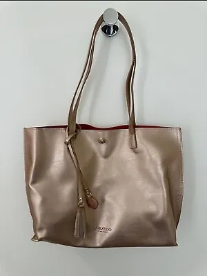 Shiseido Tote Bag Faux Leatherette Bronze Color With Tag & Magnetic Lock New • $9.99