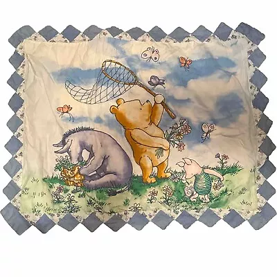 Classic Pooh Pillow Sham Case Disney Zipper Vtg Light Blue B82 • $37.99