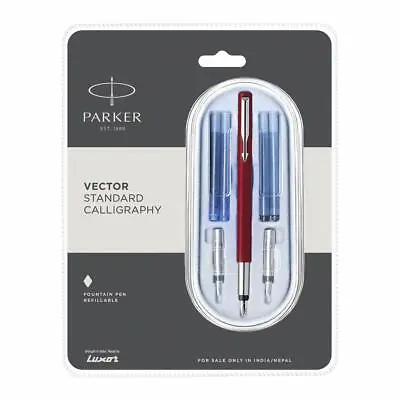 £14.39 • Buy Parker Vector Standard Calligraphy CT Fountain Pen 4 Refill Free Shipping
