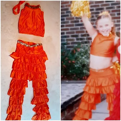 Lycra Dance Festival Costume Bright Orange 2 Piece 7-9yrs Approx Samba Carnival  • £25