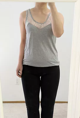 NWOT H&M Gray & White Lace Scoop Neck Sleeveless Tank Top XS • $15