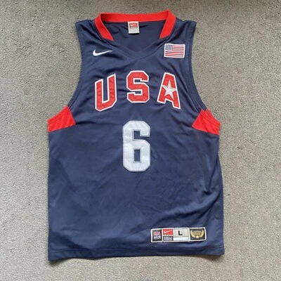 £125 • Buy Vintage Team USA 2008 Olympics Basketball Jersey Lebron James 6 (L) Nike Beijing