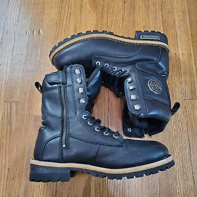Milwaukee Leather Biker Boots Mens Sz 9.5 Black Side Zip MBM 9095 • $65.07