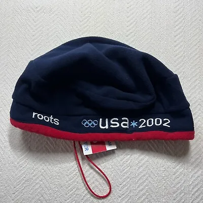 VINTAGE 2002 US Olympic Men Hat One Size Navy Beanie Embroidered Logo Fleece • $23.95