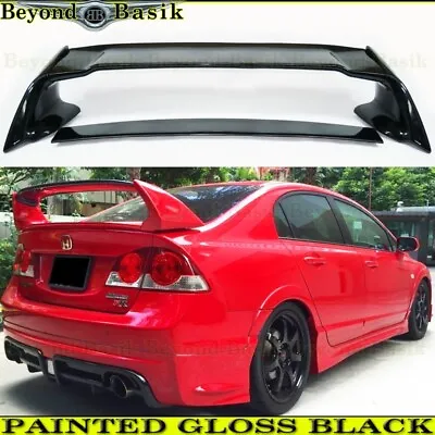 For 2006 07 08 09 2010 2011 Honda Civic 4dr GLOSS BLACK Rear Trunk Spoiler Wing • $68.99