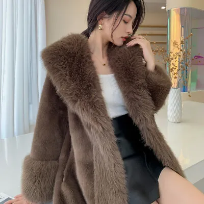 Luxury Women's Faux Mink Fur Winter Warm Coat Long Gold Mink Fur Winter Jackets • $85.79