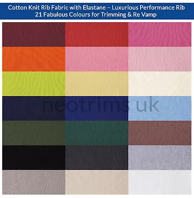 Cotton Knit Rib Strech Fabric For Apparel Trim Cuffs Waistbands Revamp Ribbing • £1.49