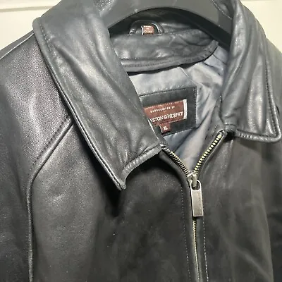 XL Johnston & Murphy Genuine Lamb Leather Bomber Jacket Coat With Liner Black • $59.95