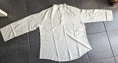 Mens  White Tunic Shirt With Button Back Sleeves XXL • £14