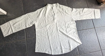 Mens  White Tunic Shirt With Button Back Sleeves XXL • £14
