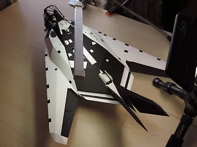 BUILT Detailed Paper Model Stealth Fighter Jet 1:32 Scale Black White Cardstock • $199