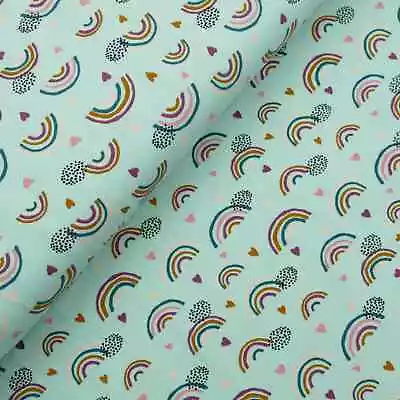 Traffic & Rainbow Children Kids 100% Cotton Jersey Organic GOTS Fabric Material • £0.99