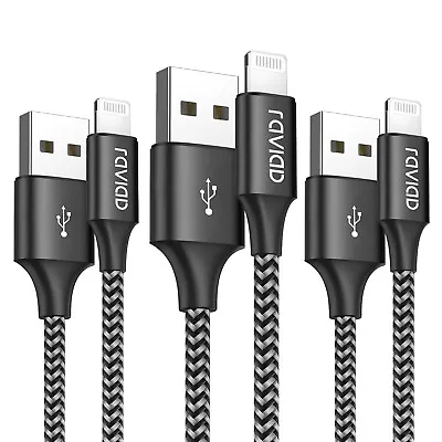 RAVIAD Iphone Charger Cable Lightning Cable [3Pack 2M Mfi Certified]Fast Charge • £9.99