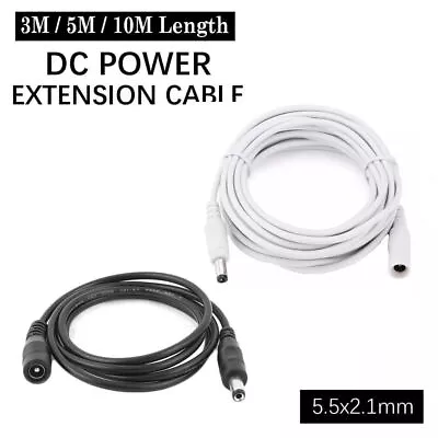 3M/5M/10M DC Power Supply Extension Cable 5V 9V 12V For CCTV Camera/DVR/PSU Lead • £3.15