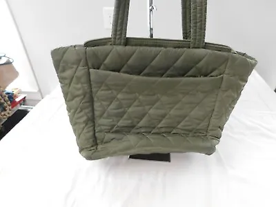 Vera Bradley Laptop Carry Bag Quilted Olive VGUC • $12.99