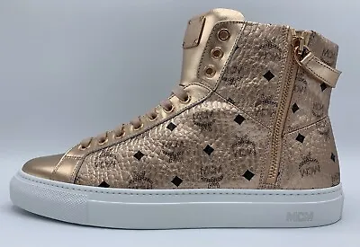 MCM Metallic Copper High Tops Leather Sneakers Size US 9 Made In Italy • $224.25