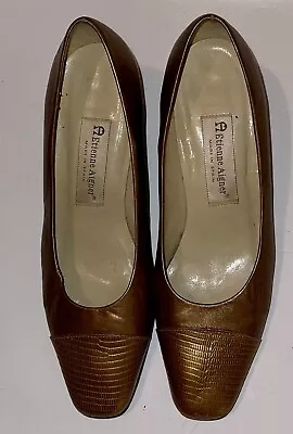 Vintage Leather Etienne Aigner Women's Shoes Gold High Heels Made In Spain 8.5 • $19.25