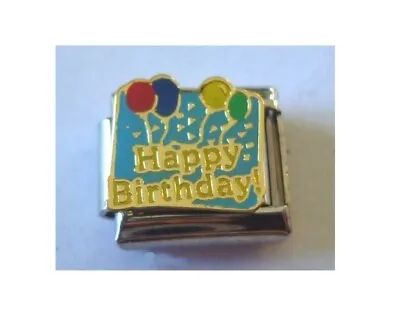 9mm  Italian Charm E159 Happy Birthday With Balloons Fits Classic Size Bracelet • £4.25
