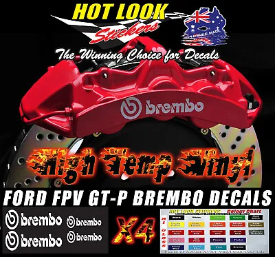 Brembo 4x Ford Brake Caliper Hi Temp Vinyl Decals Stickers Suit FPV GT XR8 XR6 • $12.99
