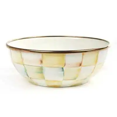   Mackenzie Childs Parchment Check EveryDay Bowl 6 - NEW-RARE DISCONTINUED • $69.99