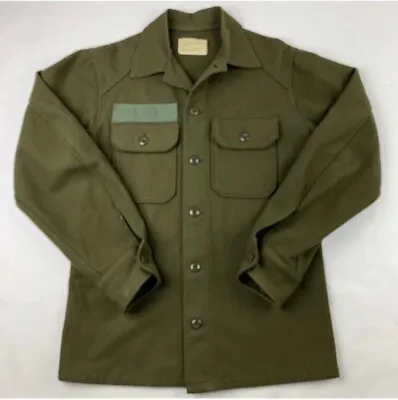 Vintage US Military Army Olive Green Cold Weather Field Shirt Wool Nylon SMALL • $26.22