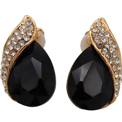 Fake Clip On Earrings Ear Crystal Gold Non-piercing Zircon Unisex Clip-on Gift • £3.49