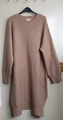 H&M Womens Light Brown Beige Cable Knit Sweater Dress Size L • £10