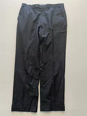 Hart Schaffner Marx 36 X 30 100% Wool Gray Micro Birdseye Flat Front Dress Pants • $34.94