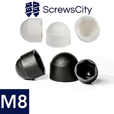 M8 PLASTIC COVER DOME CAPS FOR HEXAGON BOLT NUTS 13mm WRENCH SIZE • £2.12