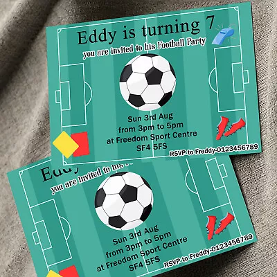 10 Personalised Football Birthday Party Invitations Football Invites • £3.42