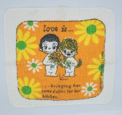 2 Unused 70's Dish Cloths Kim Casali Love Is Sayco Screen Prints Los Angeles  • £14.48